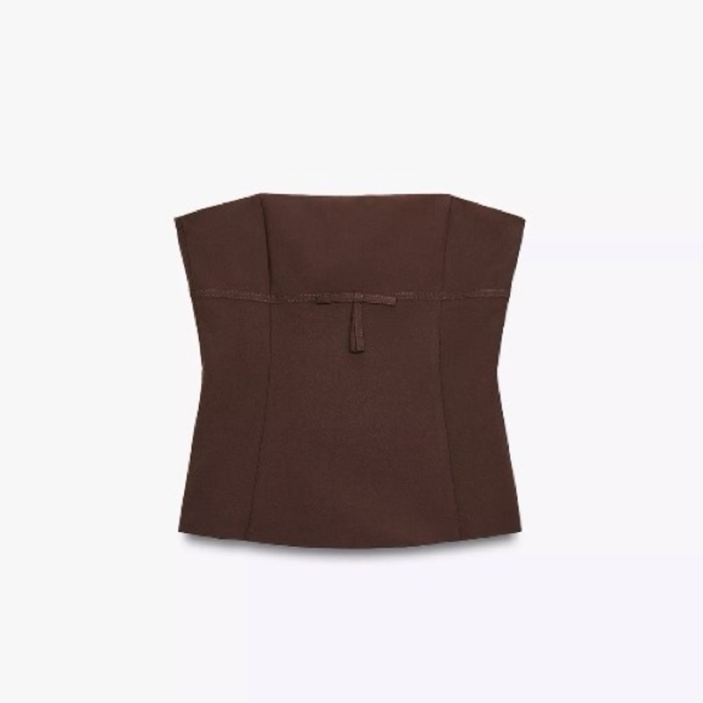 Zara Dark Brown Strapless Crop Top